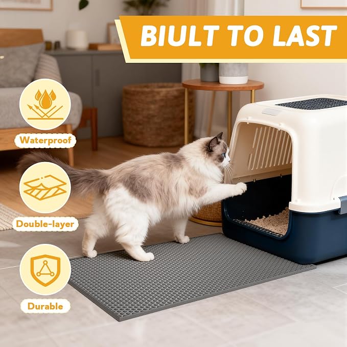 Pieviev 2 Packs Cat Litter Mat Double Layer Waterproof Urine Proof Trapping Mat - Image 6