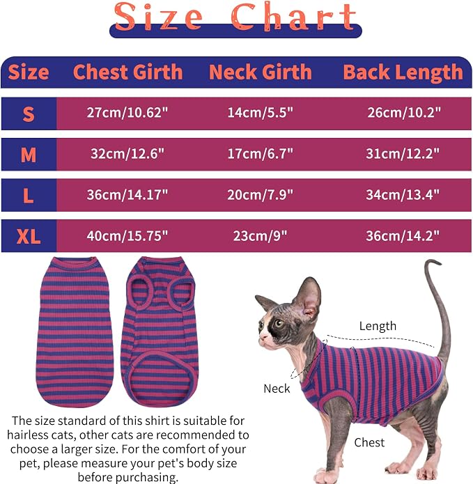 BRKURLEG Sphynx Hairless Cats Shirt Puppy Clothes Soft Cotton T-Shirts Cute - Image 2