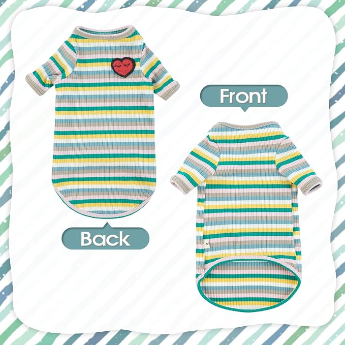 DENTRUN Hairless Cats Shirt Breathable Cat Daily Wear Clothes Stripe Vest - Image 2