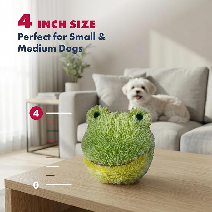 Pet Lou DOG'Z 4 Inch EZ Squeaky Frog Dog Plush Toy, Stuffing-Free Soft Plush Toy - Image 6