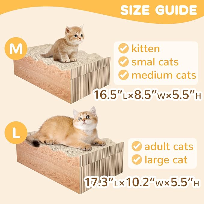Cat Scratch Pad, 3 Packs Corrugated Cardboards Cat Scratcher Pads - Image 2