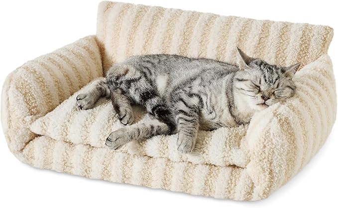Hollypet Cat Bed Fluffy Plush Mutifuctional Double-Layer Soft Pet Couch by Hollypet