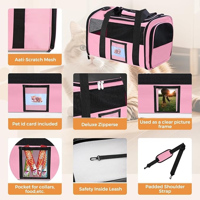 Soft Cat Carrier for Pets Up to 25 lbs, Cat Pet Travel Bag - Image 7