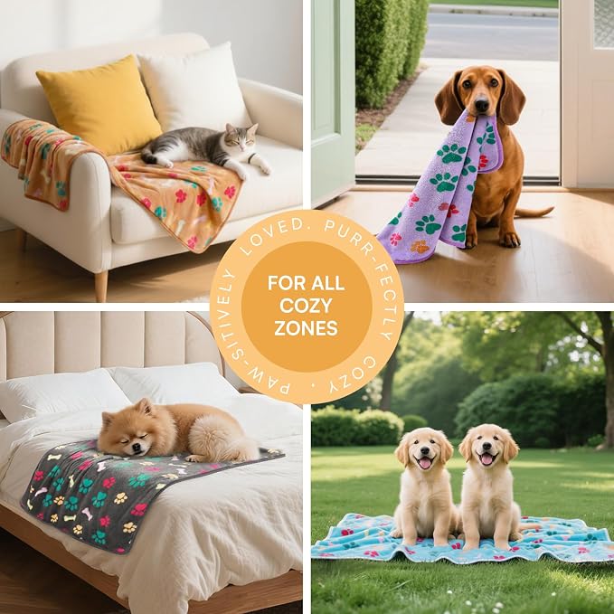 Luciphia 1 Pack 6 Dog Blankets Cat Soft Fluffy Fleece Pet Blanket Warm Cute - Image 3