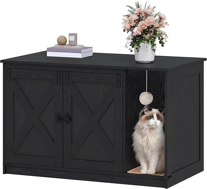 Cat Litter Box Enclosure, Hidden Litter Box Cabinet Furniture by Hzuaneri