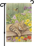 Sleeping Cat Garden Flag Double Sided Home Decorative, Spring Summer Garden by ALEXMACLIST