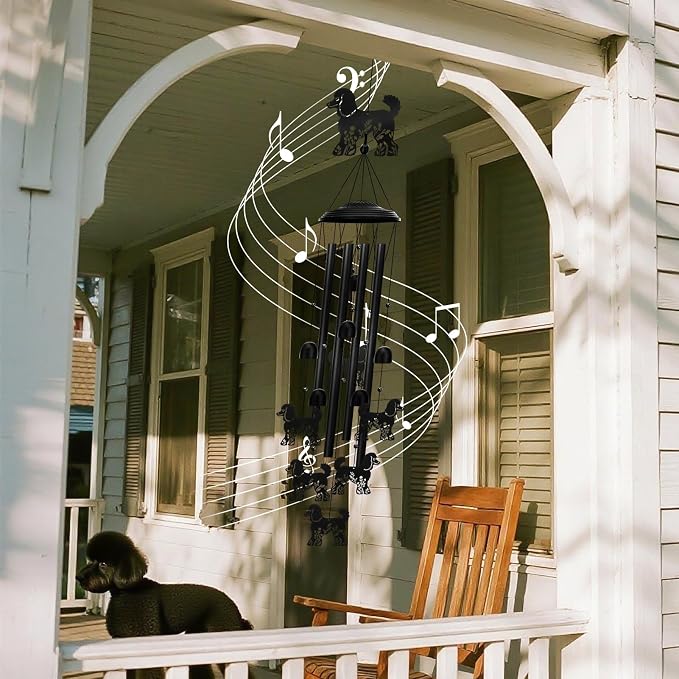 Poodle Wind Chimes for Garden, 34.6 Inch Weather-Resistant Metal Windchime - Image 8