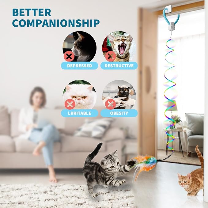 Interactive Cat Toys for Indoor Cats, Automatic String Feather Wand Teaser - Image 4