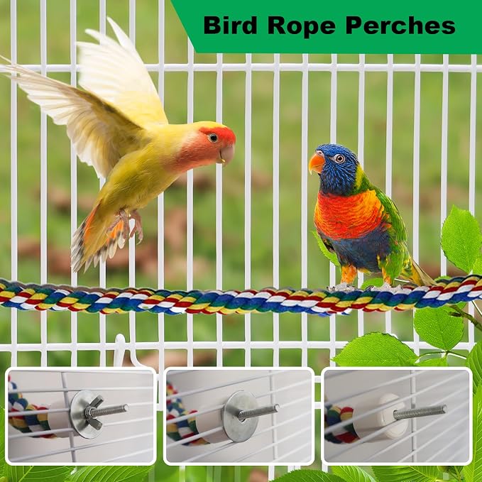 24 Inch Bird Perch Rope with 360° Free Rotating Stand, 0.8 Inch Diameter - Image 6