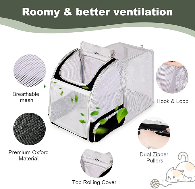 halinfer Backpack to Carry Cat and Small Puppy up to 16 Pounds, Breathable Pet - Image 4