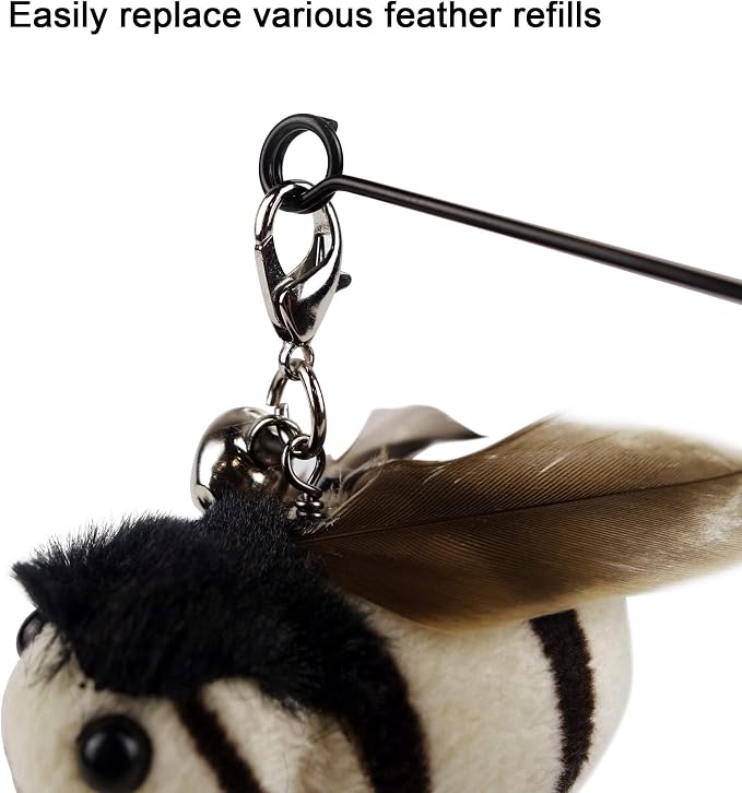 TTcat Interactive Bird & Insect Simulation Cat Toy Set 10 Pcs Feather Refills & - Image 5