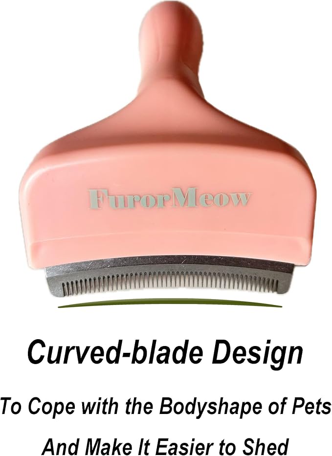 Pet Deshedding Tool with Curve Blade, Cat Grooming Brush, Tight V-shaped Teeth - Image 2