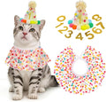 SCENEREAL Cat Birthday Hat & Scarf Costume Set, Pet Birthday Party Supplies by SCENEREAL
