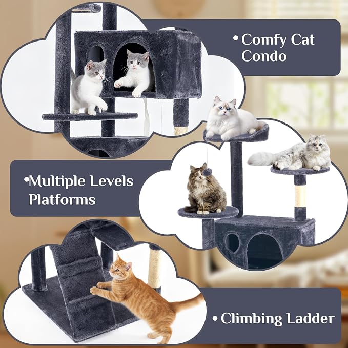 DUMOS 70-inch Indoor Cat Tree Tower –Multi-Level Pet House - Image 4