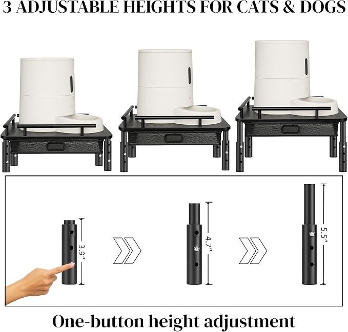 Raised Pet Feeder Stand for Cats & Dogs – Adjustable Height Holder for - Image 6