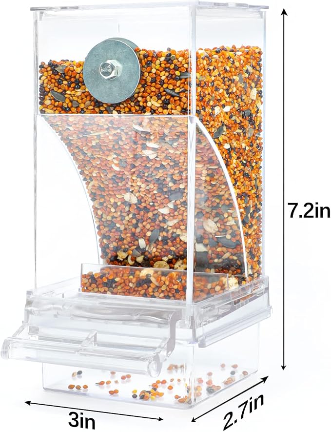 Rypet No Mess Automatic Bird Feeder Transparent Food Container Cage Acrylic - Image 3