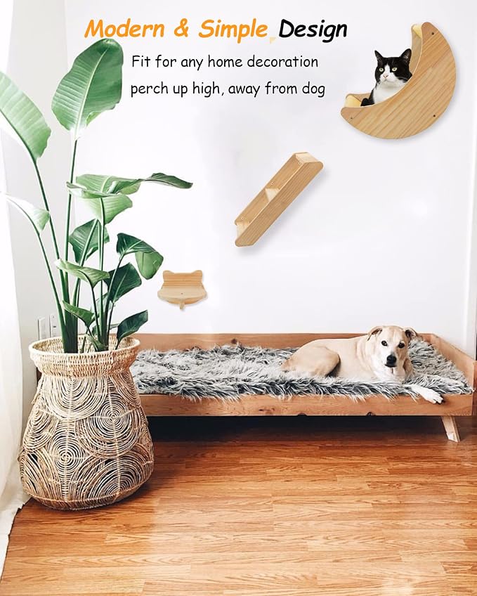 Cat Shelf for Wall Hammock Climbing Shelves and Perches Solid Wood Cat Steps - Image 7