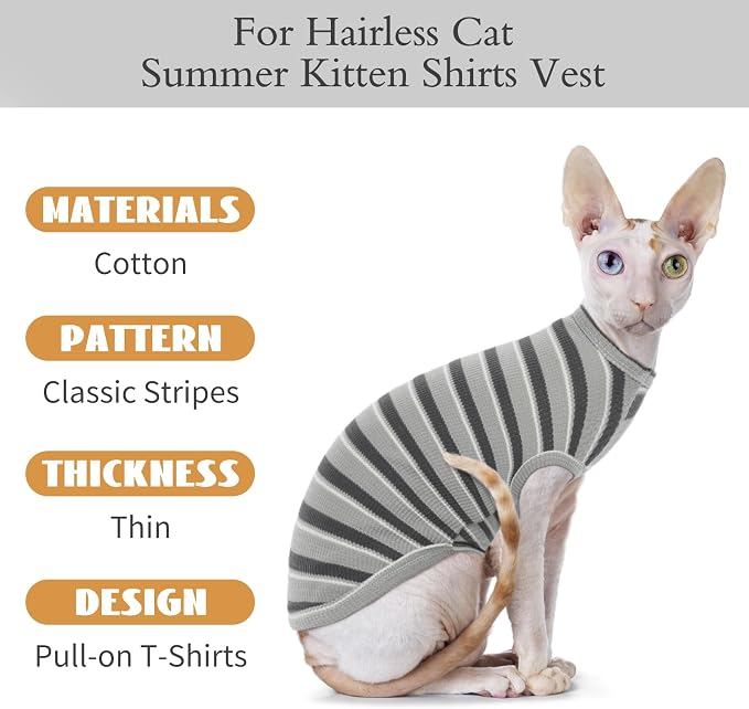 BRKURLEG Hairless Cats T Shirt, Cat Sweaters, Pullover Kitten Shirts, - Image 3