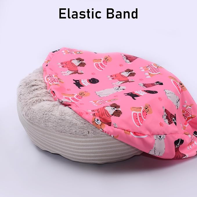 Round Replacement Dog Bed Covers Elastic Edged Washable Pet Bed Protector - Image 5