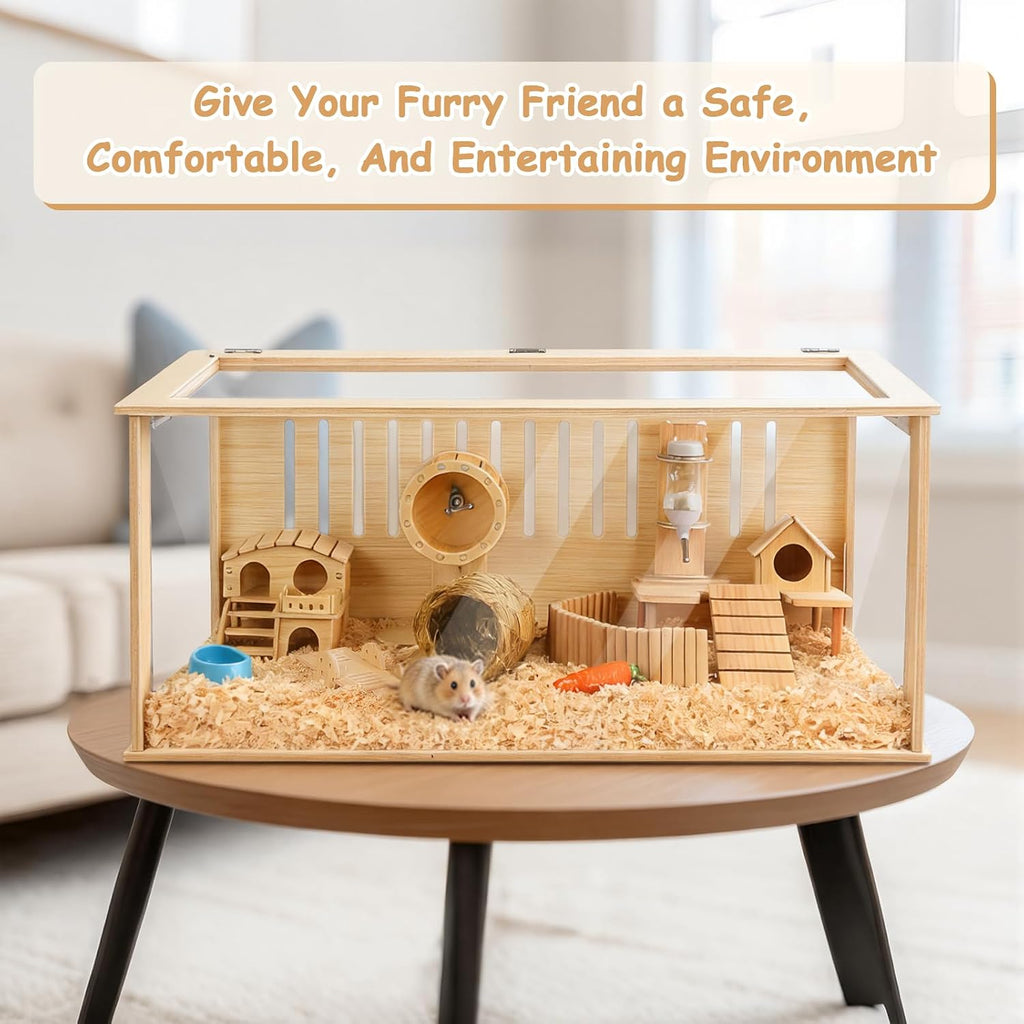 Leinuosen Wooden Hamster Cage, 32 Inch - GlobalHabitat Supply
