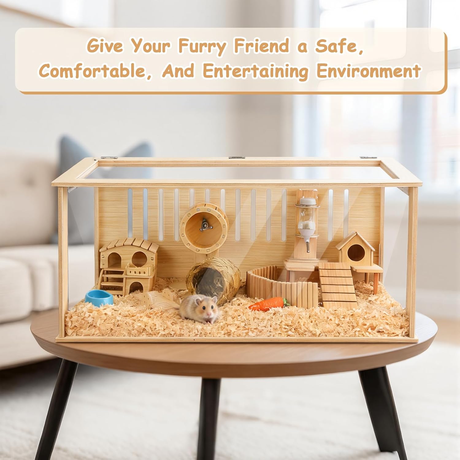Leinuosen Wooden Hamster Cage, 32 Inch - GlobalHabitat Supply