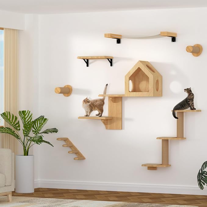 FUKUMARU Cat Wall Shelves, 3 in 1 Transformable Cats Scratching Post Wall - Image 7
