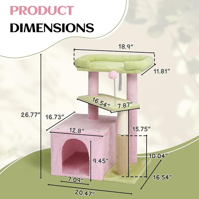VINGLI Cat Tree, 27 inch Small Cat Tower - Image 5