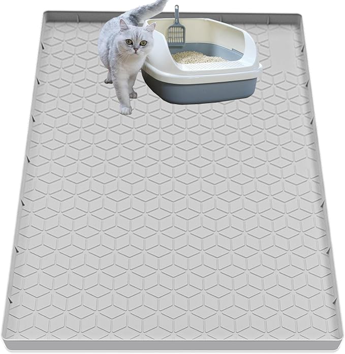 Cat Litter Mat for Litter Box, Silicone Large Cat Litter Trapping Mat by Jacooxi
