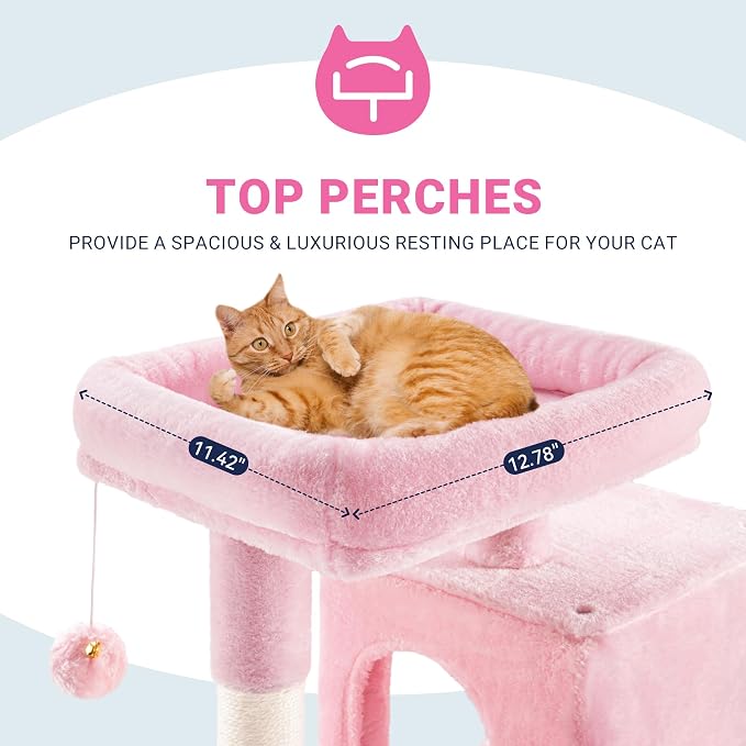 Allewie 29 Inches Cat Tree Tower/Plush Perches Platform/Condo/House/Sisal - Image 4