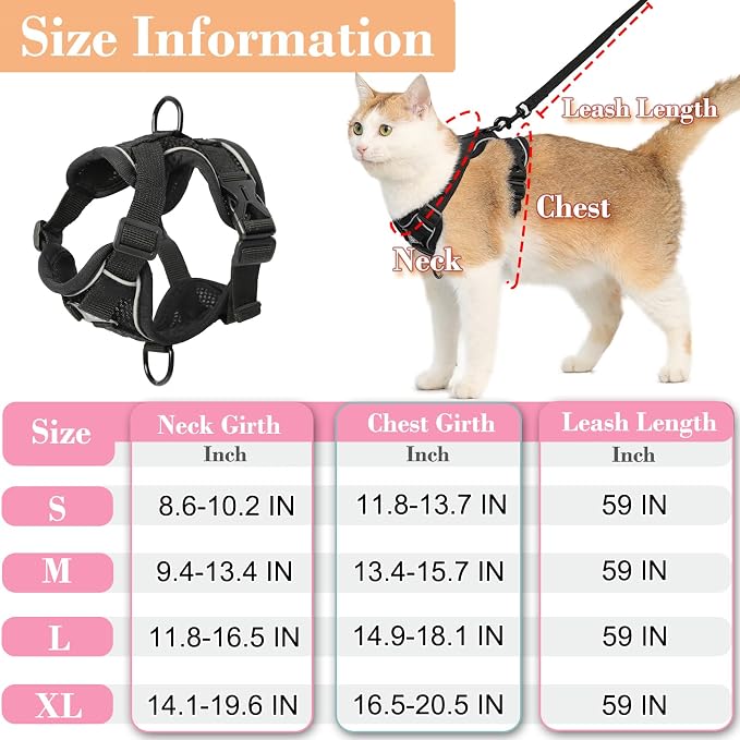 Cat Harness and Leash, Reflective Cat Harness Escape Proof - Image 2