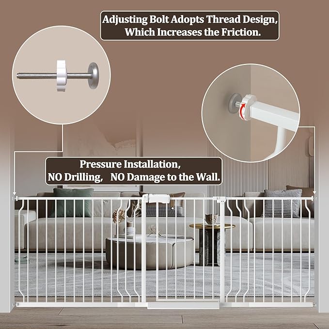 WAOWAO Baby Gate 52.76-62.2" Extra Wide Pressure Mounted Walk Through Swing - Image 5