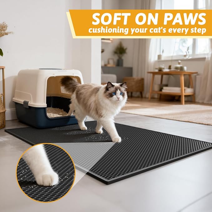 Pieviev Cat Litter Mat Double Layer Waterproof Urine Proof Trapping Mat 1 Pack) - Image 4