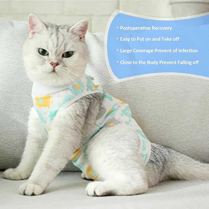 Coppthinktu Cat Recovery Suit Female, Breathable Cat Onesie After Surgery Female - Image 8