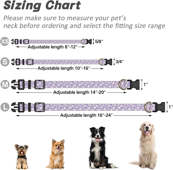Reflective Dog Collar for Large Dogs, Cute Flower Theme Adjustable Heavy-Duty - Image 7