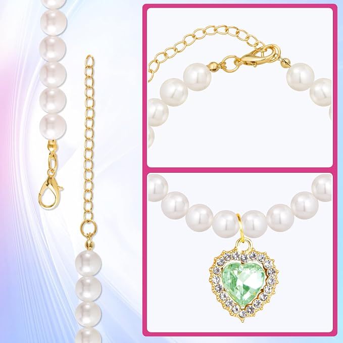 2pcs Pearl Collar for Cat Puppy, Small Cute Heart Shape Rhinestone Pet Necklace - Image 3