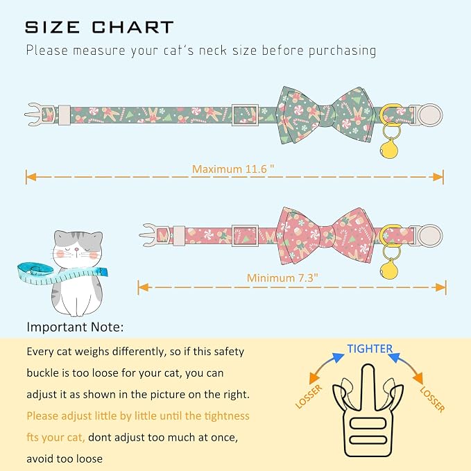 Faygarsle 2 Pack Christmas Cat Collar Set, - Image 2