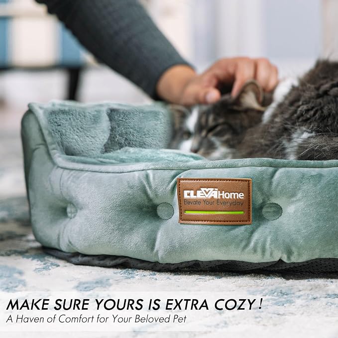 ClevaHome Upgrade Plush Faux Fur Cat Bed - Image 6