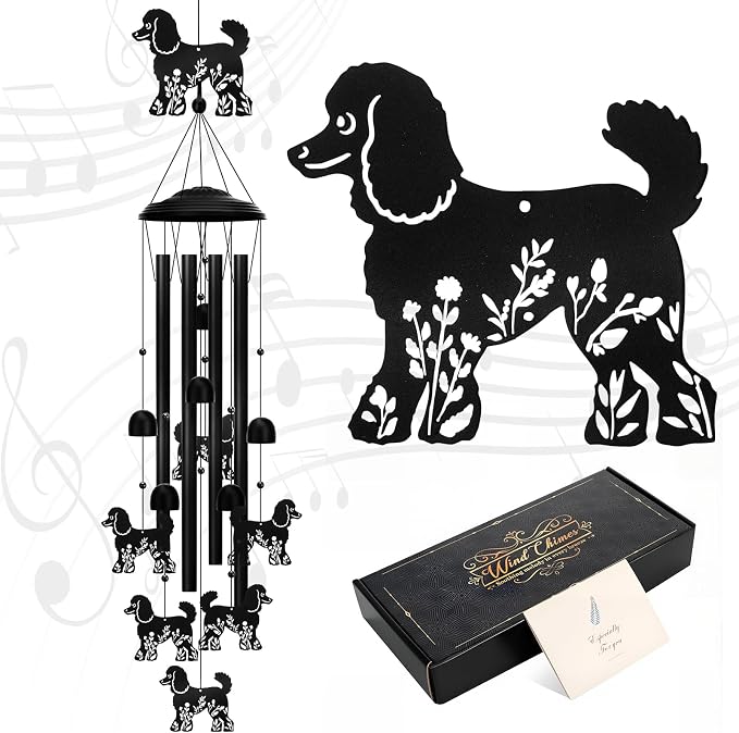 Poodle Wind Chimes for Garden, 34.6 Inch Weather-Resistant Metal Windchime by GGSTDDUP