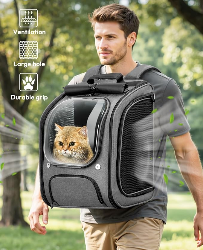 Pecute Cat Backpack Carrier, Large Space Cat Bubble Backpack, Breathable Cat - Image 3