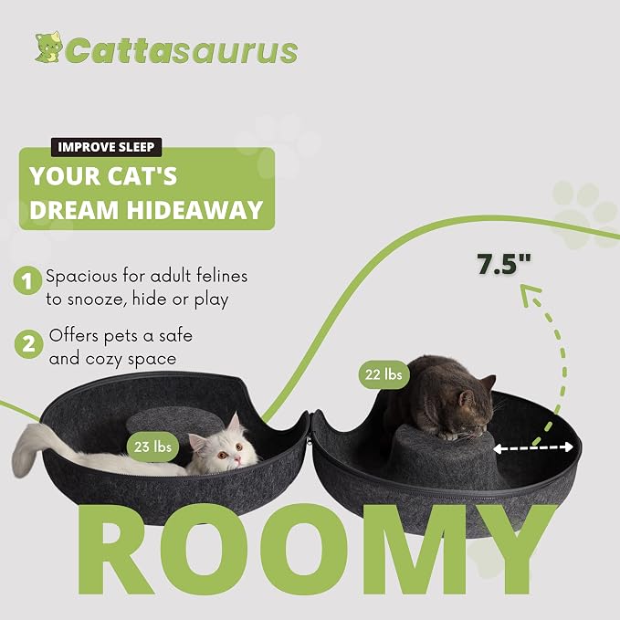 CATTASAURUS Peekaboo Cat Cave for Multiple & Large Cats Up to 30-45 Lbs - Image 6