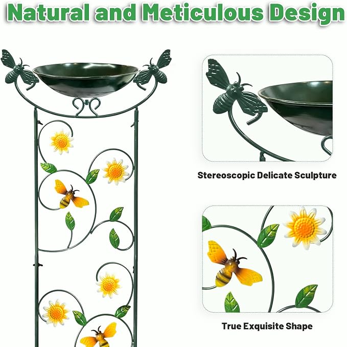 HONGLAND 36.5" Metal Bird Bath - Image 3