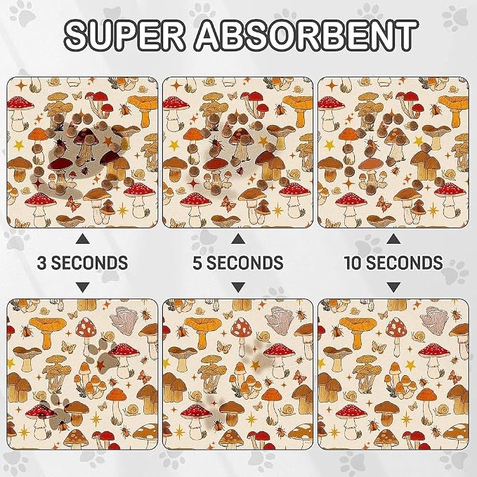 Dog Food Mat for Pet Cat Food Mat, Mushroom Absorbent Quick Dry Dog Bowl Mats - Image 4