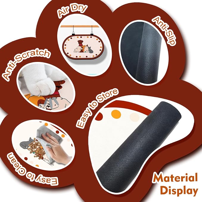 Dog Food Mat 20''x12'', Small Pet Feeding Mat, Non-Slip Rubber Pet Food Mat - Image 4