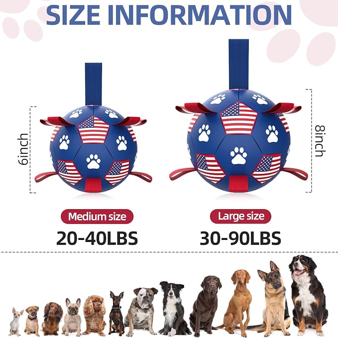 QDAN Dog Toys Soccer Ball with Straps, Durable Balls - Image 6