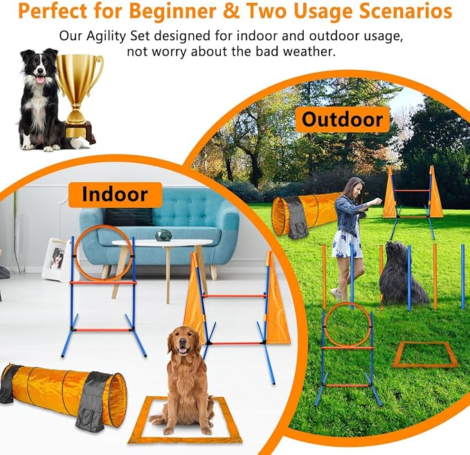 Premium Dog Agility Training Set Outdoor Indoor Game, Tire Jump + Hurdle Jump - Image 9