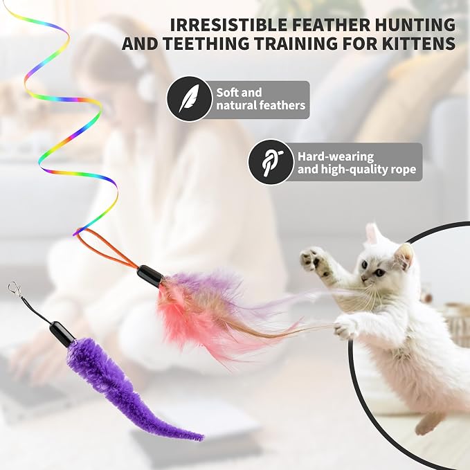 Interactive Cat Toys for Indoor Cats, Automatic Hanging Door Feather Toy Mouse - Image 3
