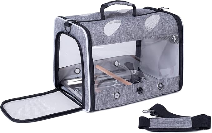Bird Travel Carrier with Stand Perch, Breathable Bird Carrier Cage Parrot - Image 5