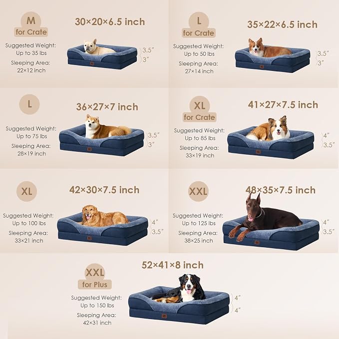 EHEYCIGA Orthopedic XL Dog Bed for Large Sized Dog, Waterproof Liner & Washable - Image 5