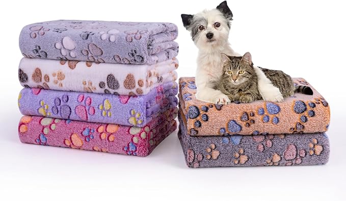Dono 1 Pack 6 Dog Blankets, Soft Fluffy Fleece Pet Blanket Warm Sleep Mat Paw by Dono