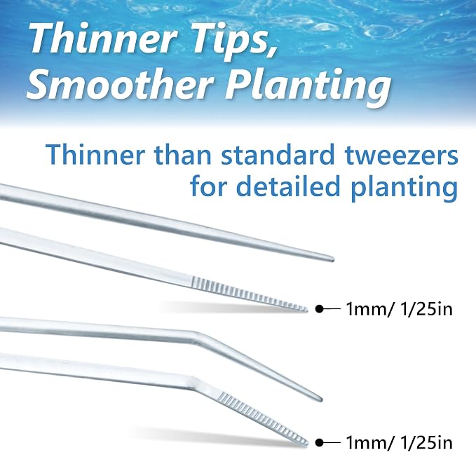 3-Piece Aquascaping Tools Set – 25cm / 9.8in Straight & Curved Long Tweezers - Image 4